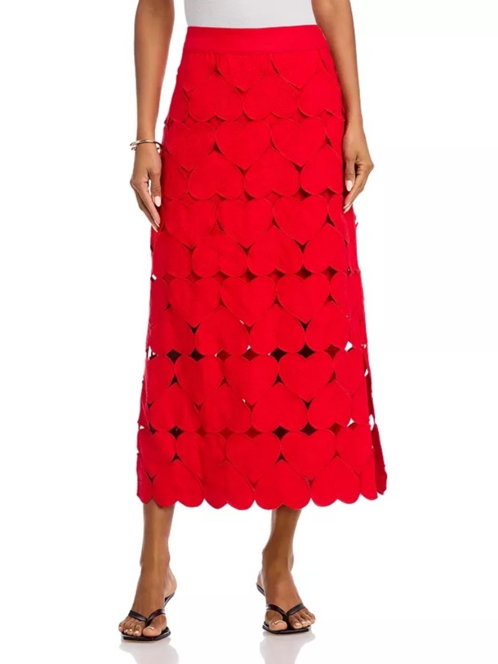 Farm Rio Red Hearts Midi Skirt - Size Small